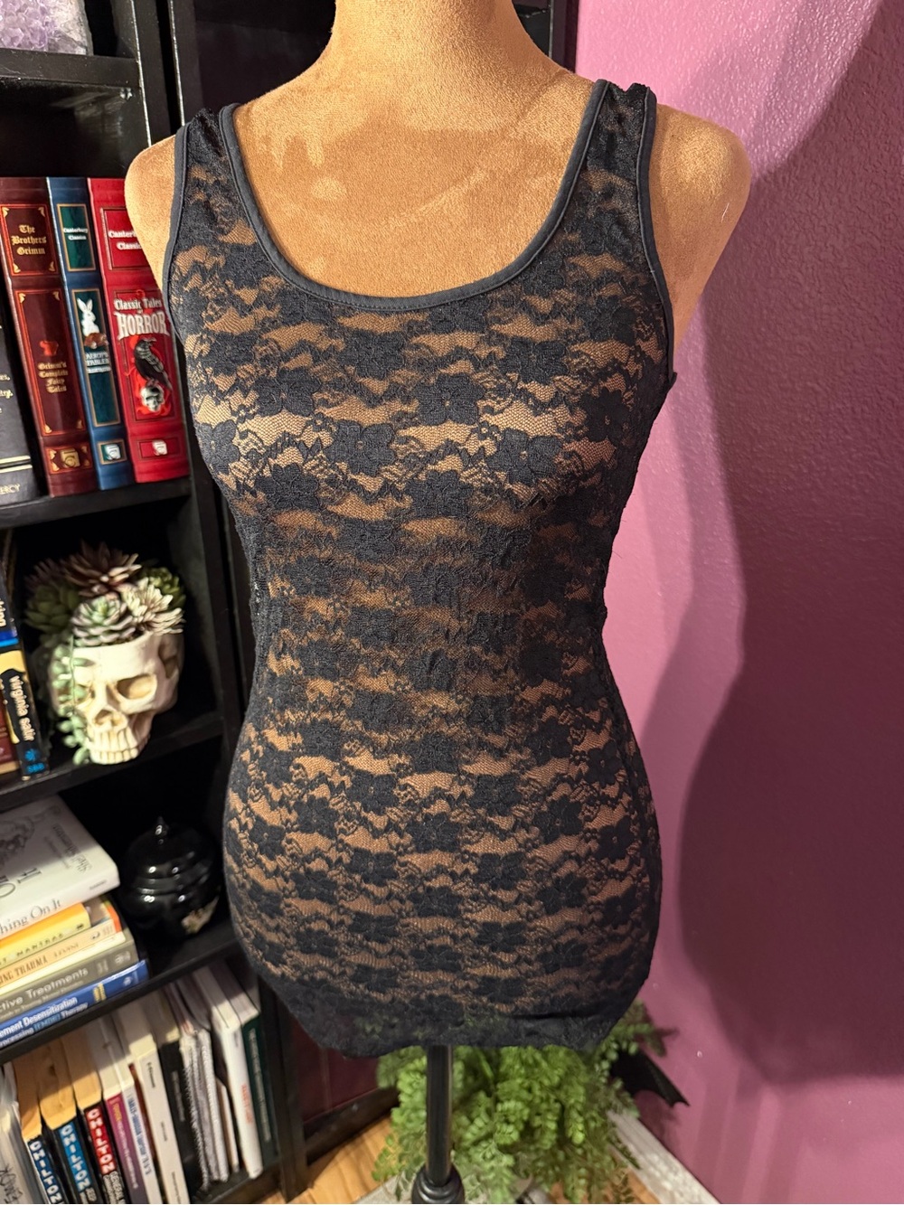 Goth grunge indiesleeze Black Lace Tank-- Sheer Floral lace Camisole